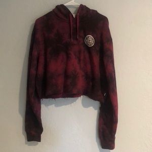 VANS Cropped, maroon& black tie-dye sweatshirt!